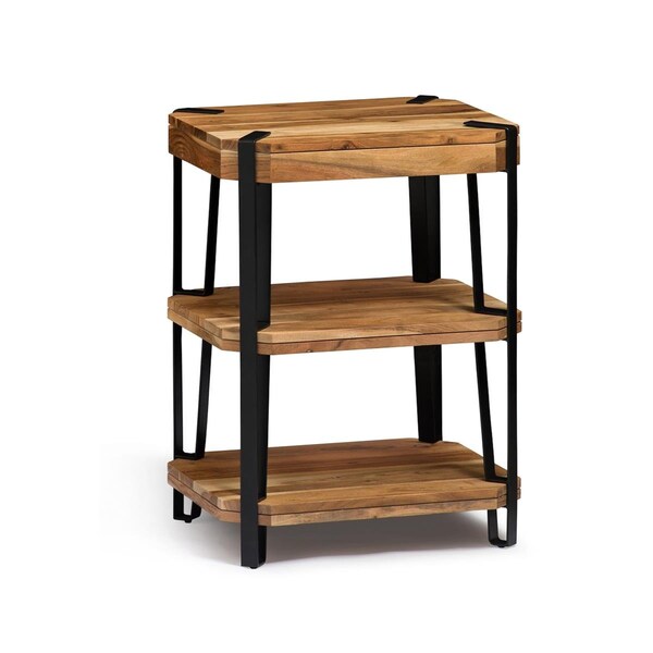 Kd Cama De Bebe Ryegate Natural Live Edge Solid Wood with Metal 2 Shelf End Table Natural - KD3232861