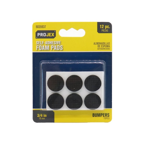 Projex Projex Foam Self Adhesive Non-Skid Pad Black Round 3/4 in. W 12 pk - P0125