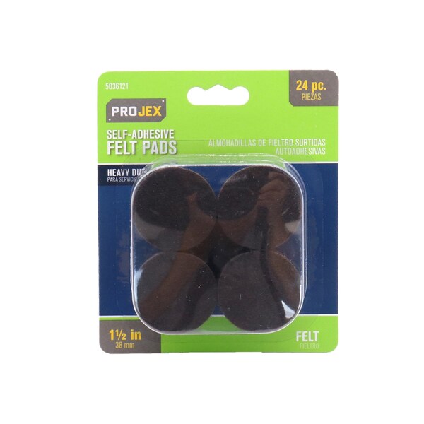 Projex Projex Felt Self Adhesive Protective Pad Brown Round 1-1/2 in. W 16 pk - P0112