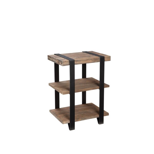 Kd Cama De Bebe Modesto 2-Shelf Metal Strap & Reclaimed Wood End Table - KD3854487