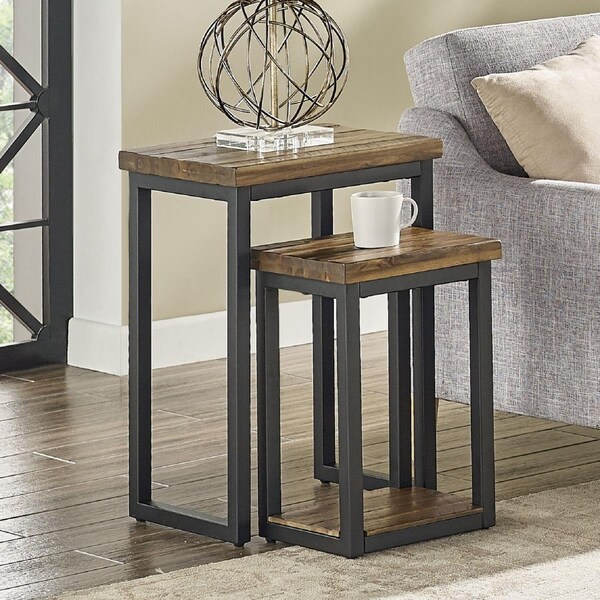 Kd Cama De Bebe Claremont Rustic Wood Nesting End Tables - Set of 2 - KD3240070
