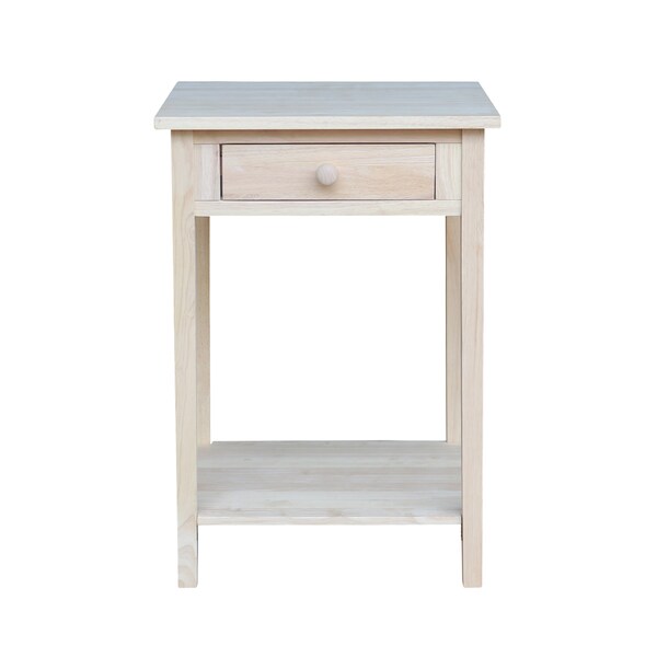 International Concepts Rectangle Hampton Bedside Table, 21 in W, 21 in L, 30 in H, Wood, Unfinished - OT-91