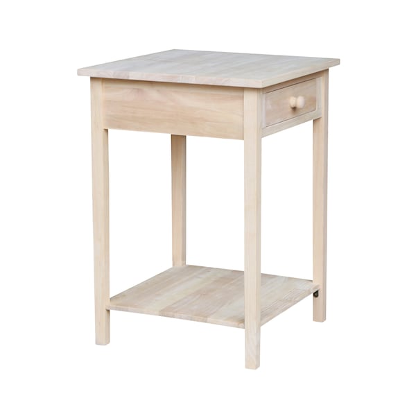 International Concepts Rectangle Hampton Bedside Table, 21 in W, 21 in L, 30 in H, Wood, Unfinished - OT-91