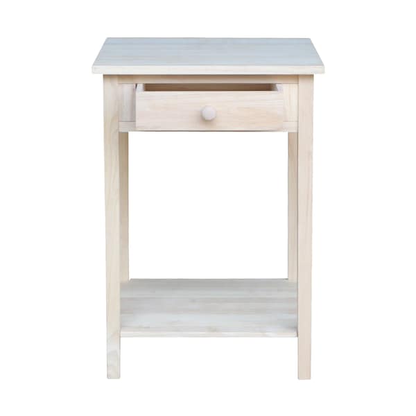 International Concepts Rectangle Hampton Bedside Table, 21 in W, 21 in L, 30 in H, Wood, Unfinished - OT-91