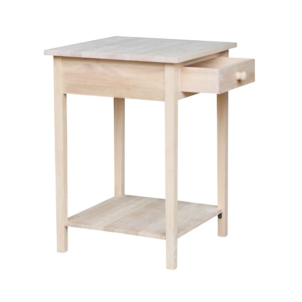 International Concepts Rectangle Hampton Bedside Table, 21 in W, 21 in L, 30 in H, Wood, Unfinished - OT-91