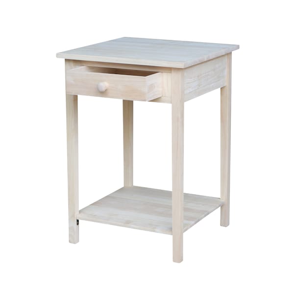International Concepts Rectangle Hampton Bedside Table, 21 in W, 21 in L, 30 in H, Wood, Unfinished - OT-91