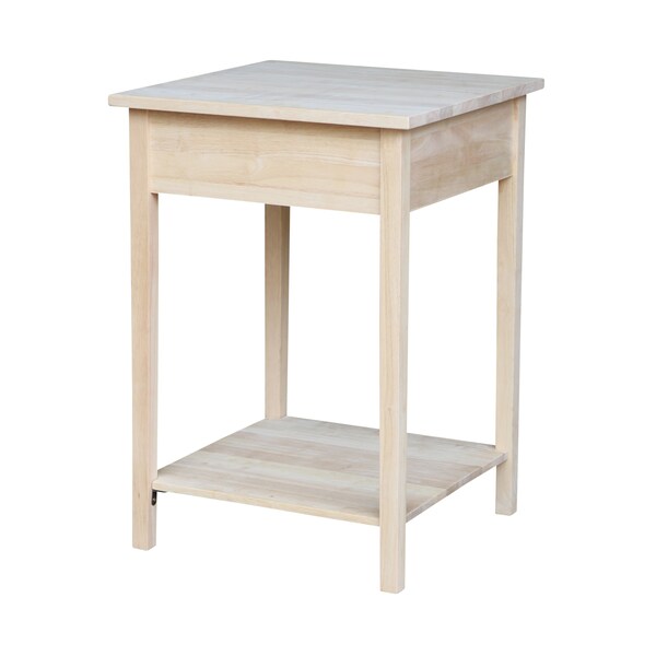 International Concepts Rectangle Hampton Bedside Table, 21 in W, 21 in L, 30 in H, Wood, Unfinished - OT-91