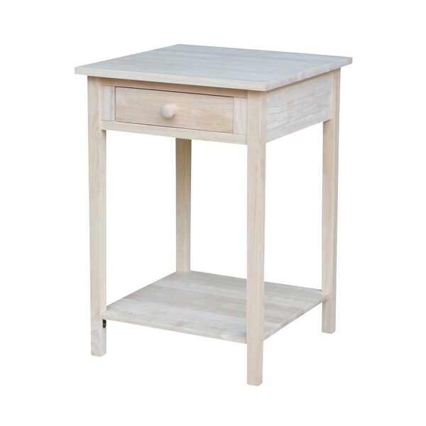 International Concepts Rectangle Hampton Bedside Table, 21 in W, 21 in L, 30 in H, Wood, Unfinished - OT-91