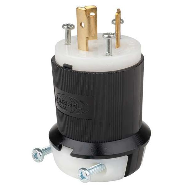 Conector de bloqueo giratorio de 20A Hubbell 2P 3W 250VAC L6-20P BK/WT - HBL2321