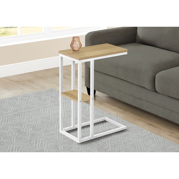 Monarch Specialties End Table, 18.25 W, 25.25 H, Particle Board, Metal, Natural - I 3677