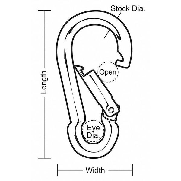 Lucky Line Spring Snap, HD, Steel, L 4 3/4 In - 4FCE4