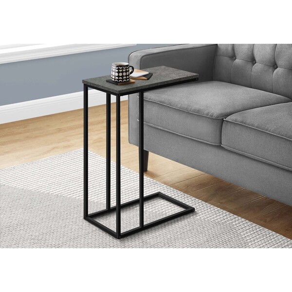 Monarch Specialties End Table, 15.75 W, 24 H, Particle Board, Metal, Grey - I 3765