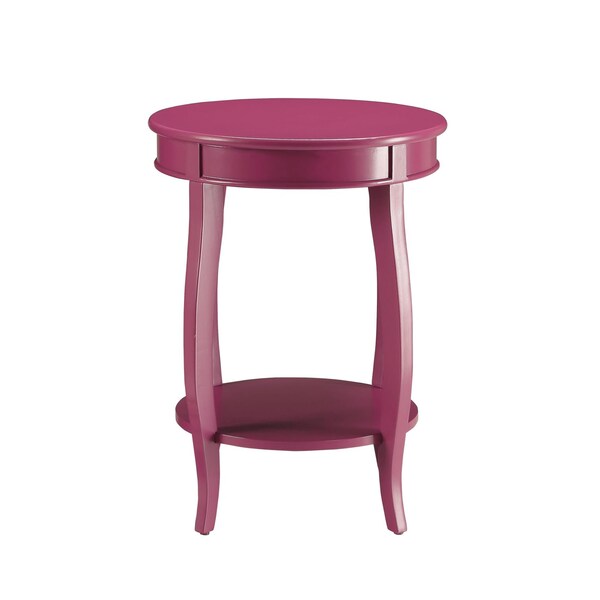 Acme Wood Round End Table with Bottom Shelf in Purple - ER-0223PP