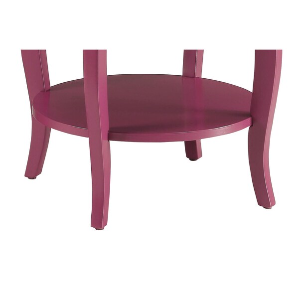 Acme Wood Round End Table with Bottom Shelf in Purple - ER-0223PP