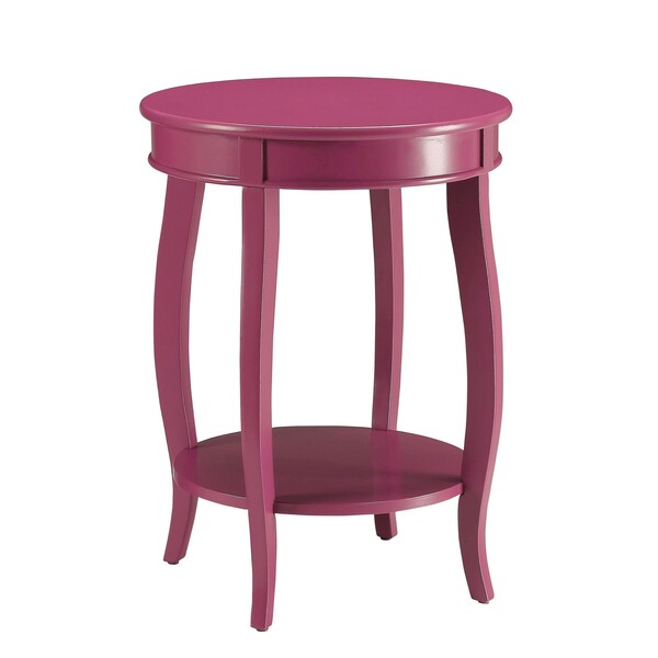 Acme Wood Round End Table with Bottom Shelf in Purple - ER-0223PP