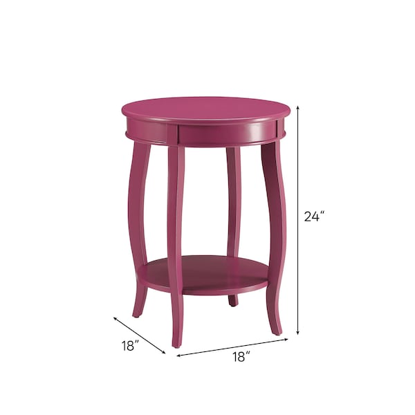 Acme Wood Round End Table with Bottom Shelf in Purple - ER-0223PP