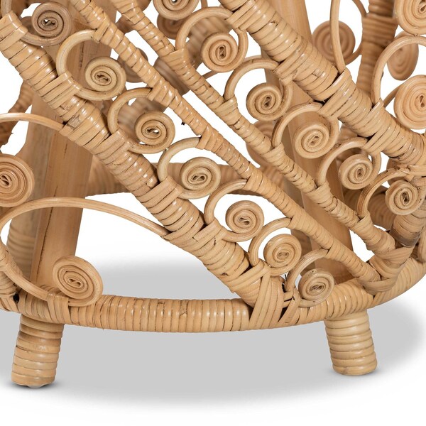 Baxton Studio Saranna Modern Bohemian Natural Brown Finished Rattan End Table - 205-12681