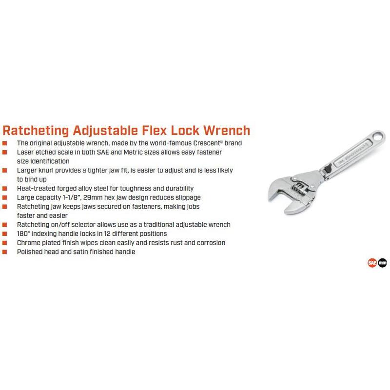 Llave ajustable de cabeza flexible de 8 pulgadas con mandíbula de trinquete - ACFR8VS