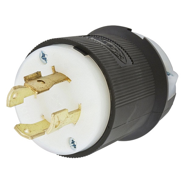 Conector de bloqueo giratorio de 30A Hubbell 3P 4W 600VAC L17-30P BK/WT - HBL2741