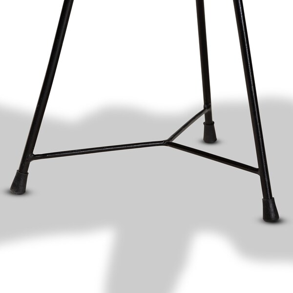 Baxton Studio Merci Rustic Industrial Natural Brown and Black End Table with Teak Tree Trunk Tabletop - 209-12794