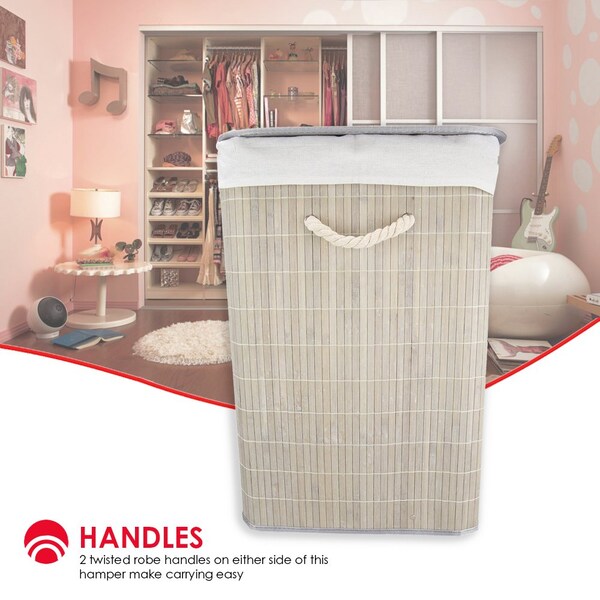 Home Basics 12 in W, 16 in L, 23 in H, Bamboo/Medium-density fibreboard (MDF)/Metal, Polyester/ Cotton/Viscose - ZOR96095
