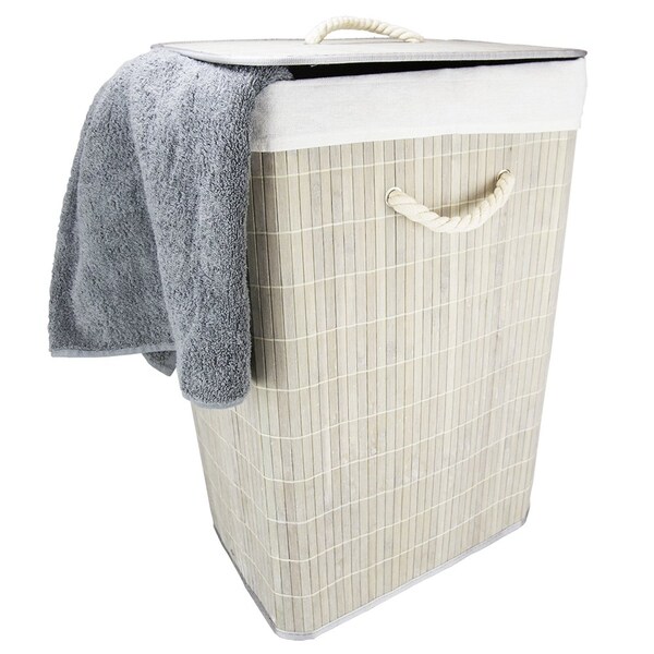 Home Basics 12 in W, 16 in L, 23 in H, Bamboo/Medium-density fibreboard (MDF)/Metal, Polyester/ Cotton/Viscose - ZOR96095