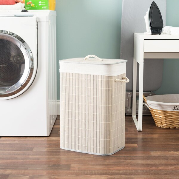 Home Basics 12 in W, 16 in L, 23 in H, Bamboo/Medium-density fibreboard (MDF)/Metal, Polyester/ Cotton/Viscose - ZOR96095