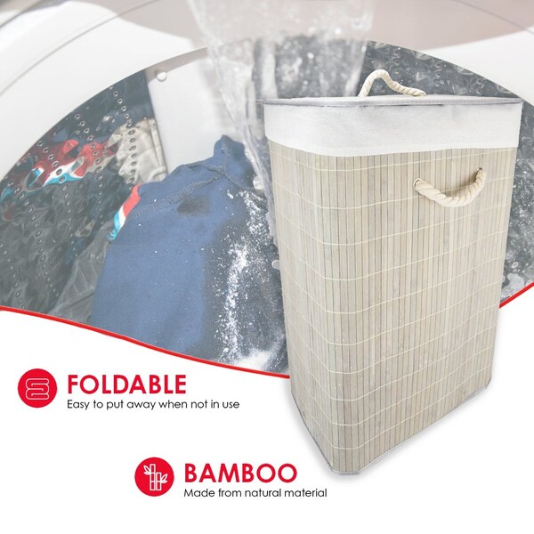 Home Basics 12 in W, 16 in L, 23 in H, Bamboo/Medium-density fibreboard (MDF)/Metal, Polyester/ Cotton/Viscose - ZOR96095