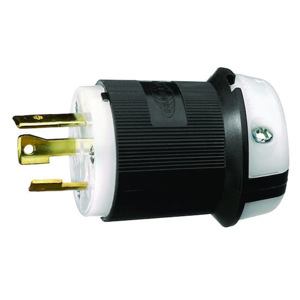 Conector de bloqueo giratorio de 30A de Hubbell, 2 polos, 3 cables, 250VAC L6-30P BK/WT - HBL2621