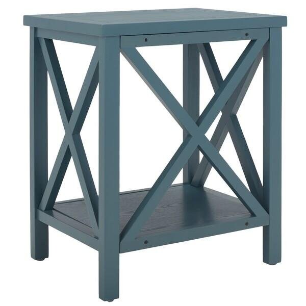 Safavieh Candence Cross Back End Table- Slate Teal - 21.5 x 13.4 x 18.1 in. - AMH6523F