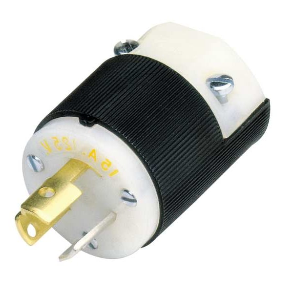 Conector twist-lock de 15 A Hubbell de 2 polos 3 cables 125VAC L5-15P negro/blanco - HBL4720C