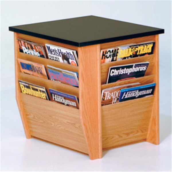 Wooden Mallet End Table and Magazine Pockets with Black Granite Look Top in Light Oak - DM1-BGLO