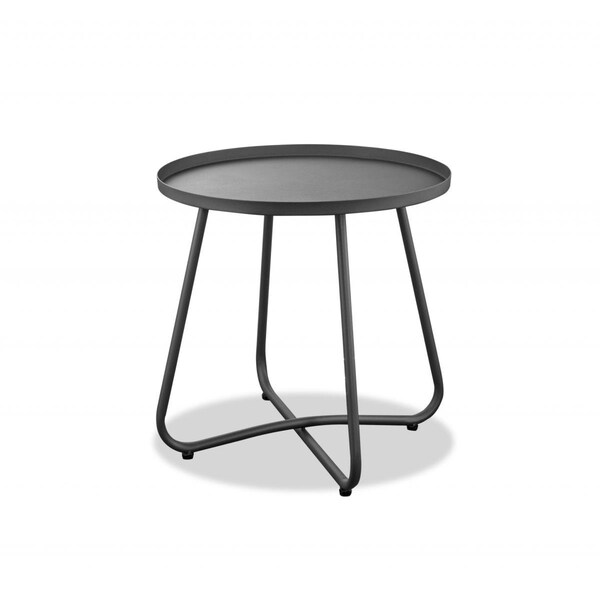 Homeroots Gray Aluminum Indoor & Outdoor Round End Table - 372278