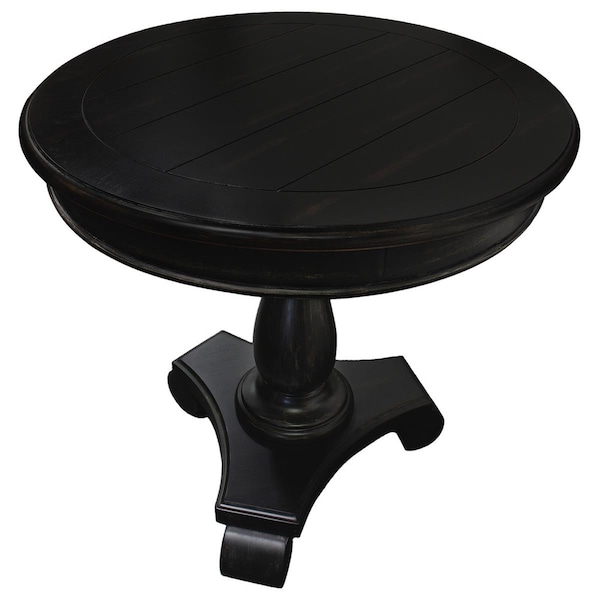 Best Master Furniture Hene Transitional Antique Living Room Round End Table, Black - Y106 BLACK