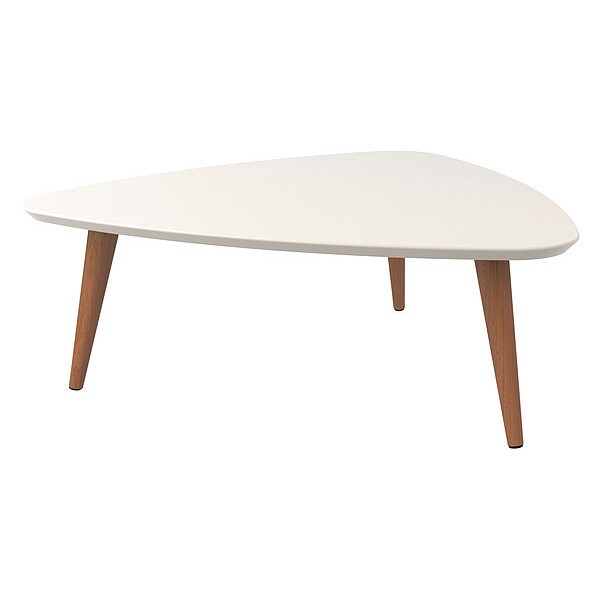 Manhattan Comfort Triangle Utopia Low Triangle End Table in Off White, 33.46 W, 31.88 L, 11.81 H, MDF, White - 89252