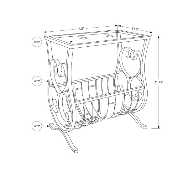 Monarch Specialties Accent Table - Satin Black Metal  With Tempered Glass - I 3314