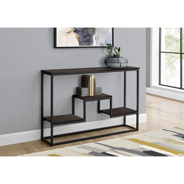 Monarch Specialties Accent Table - 48"L / Espresso / Black Metal Hall Console - I 3582