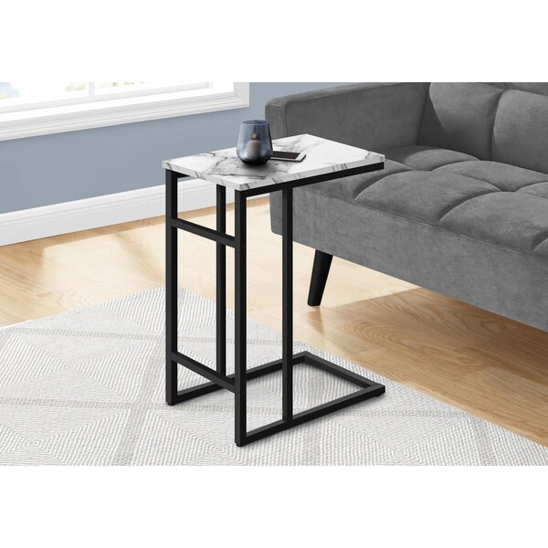 Monarch Specialties End Table, 18 W, 24 H, Particle Board, Metal, White - I 2173