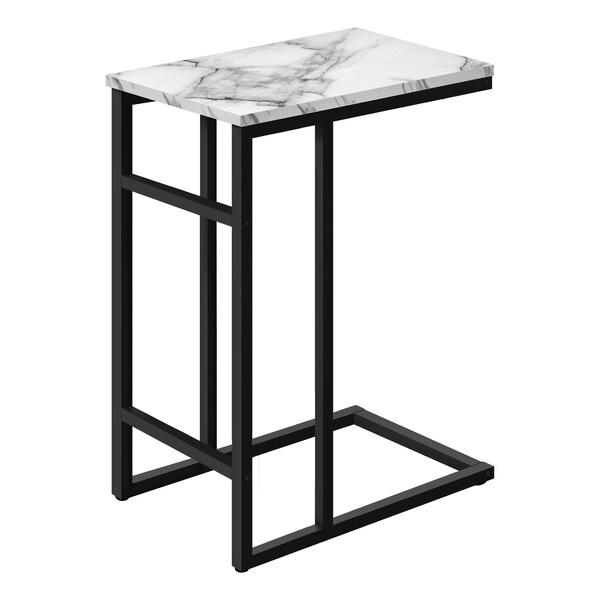 Monarch Specialties End Table, 18 W, 24 H, Particle Board, Metal, White - I 2173