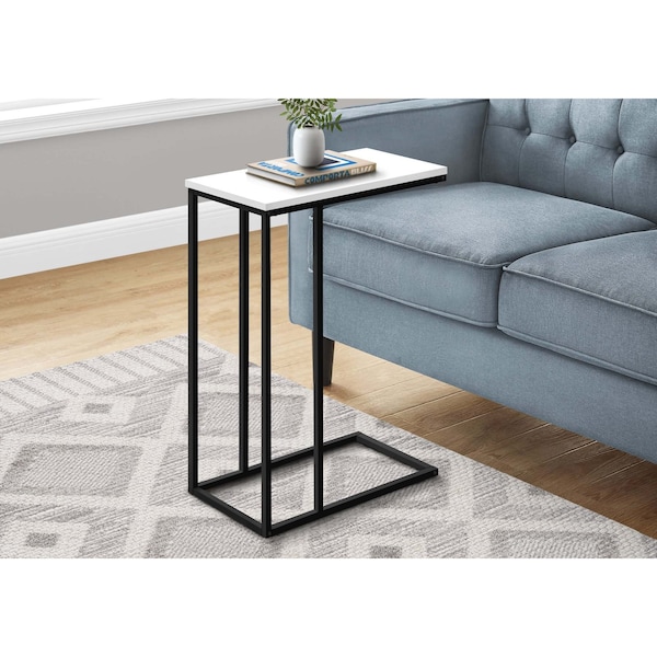 Monarch Specialties End Table, 15.75 W, 24 H, Particle Board, Metal, White - I 3760
