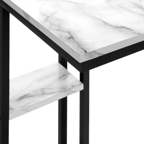 Monarch Specialties End Table, 18.25 W, 25.25 H, Particle Board, Metal, White - I 3675