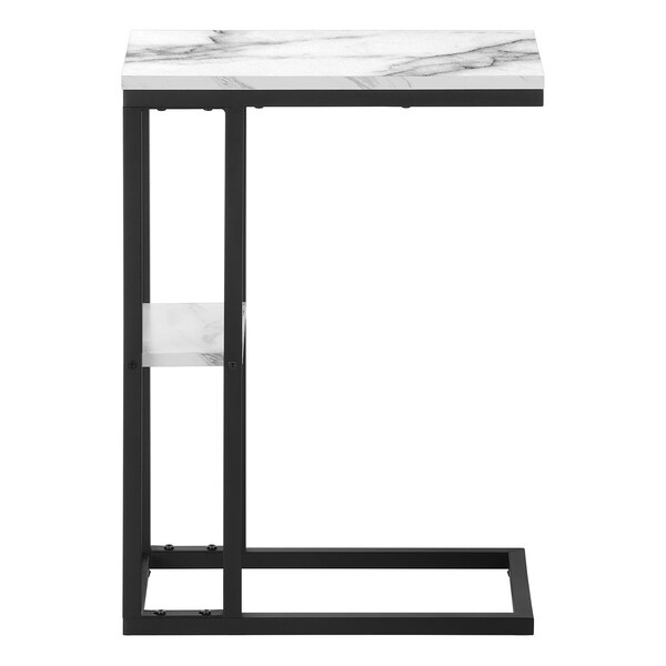 Monarch Specialties End Table, 18.25 W, 25.25 H, Particle Board, Metal, White - I 3675