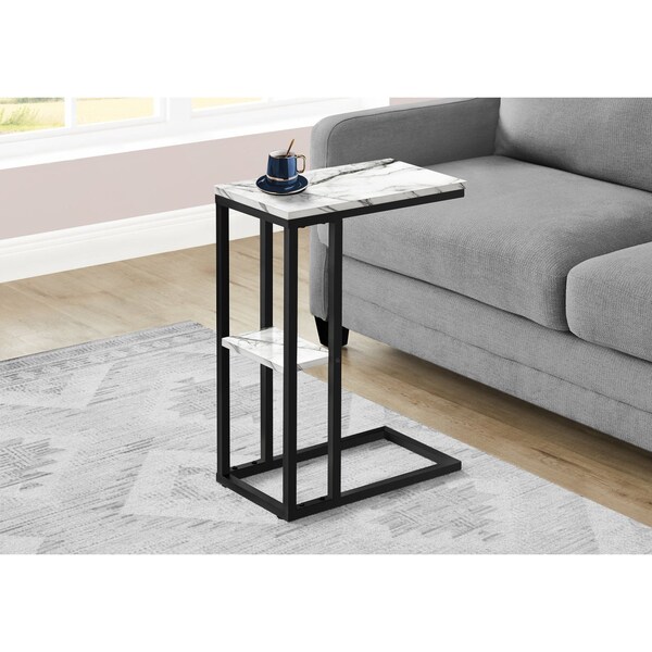 Monarch Specialties End Table, 18.25 W, 25.25 H, Particle Board, Metal, White - I 3675