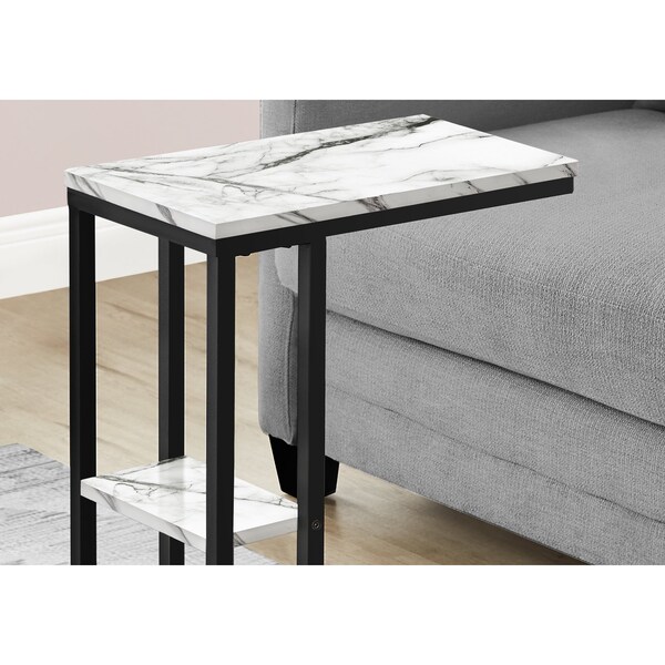 Monarch Specialties End Table, 18.25 W, 25.25 H, Particle Board, Metal, White - I 3675
