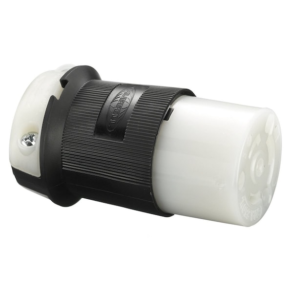 Conector de bloqueo de torsión de 30A Hubbell 2P 3W 250VAC L6-30R BK/WT - HBL2623