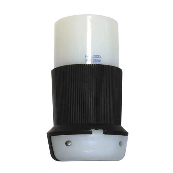 Conector de bloqueo de torsión de 30A Hubbell 2P 3W 250VAC L6-30R BK/WT - HBL2623