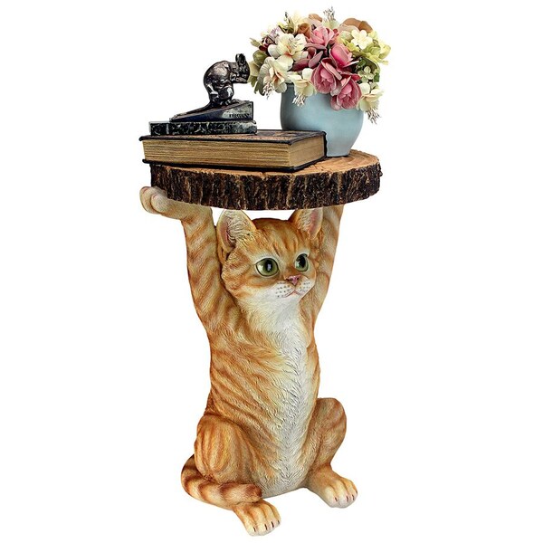 Design Toscano Tabby at Your Service Sculptural Cat Side Table - JQ9974