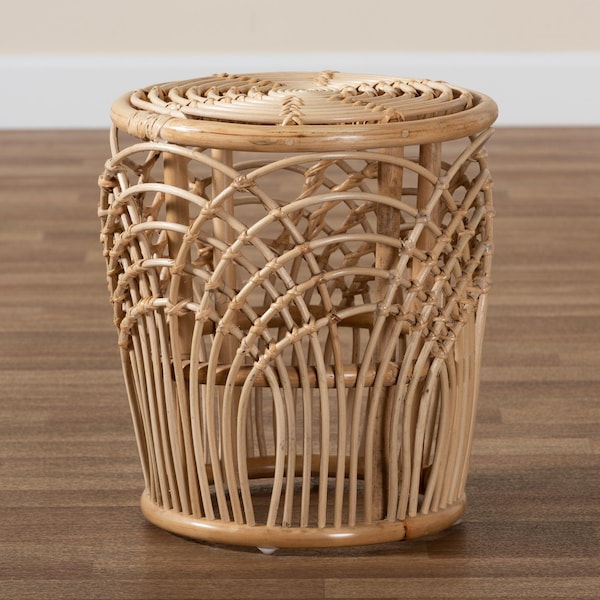 Baxton Studio Edena Modern Bohemian Natural Brown Finished Rattan End Table - 205-12680