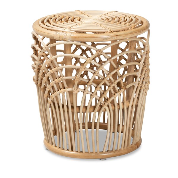 Baxton Studio Edena Modern Bohemian Natural Brown Finished Rattan End Table - 205-12680