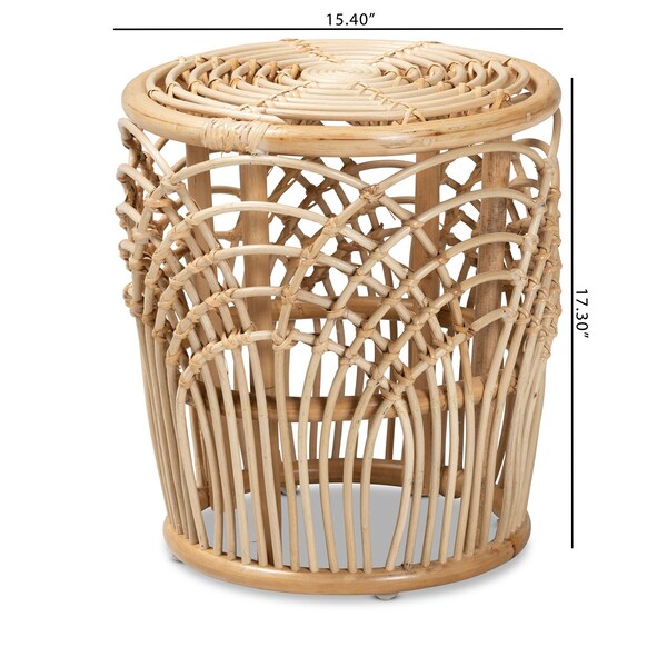 Baxton Studio Edena Modern Bohemian Natural Brown Finished Rattan End Table - 205-12680